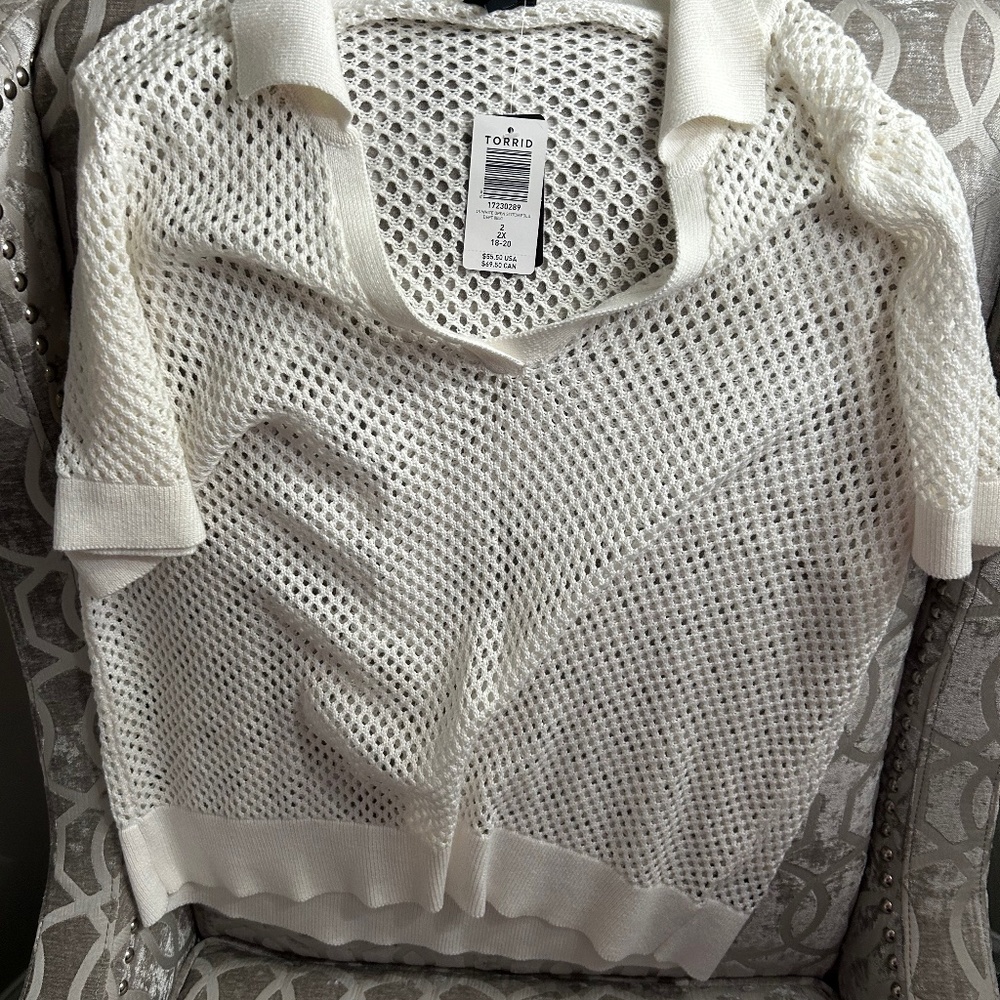 BRAND NEW Torrid Short Sleeve Mesh Sweater